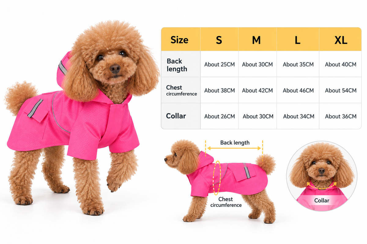 Velcro Reflective Raincoat with Snowproof Layer for Small Pets
