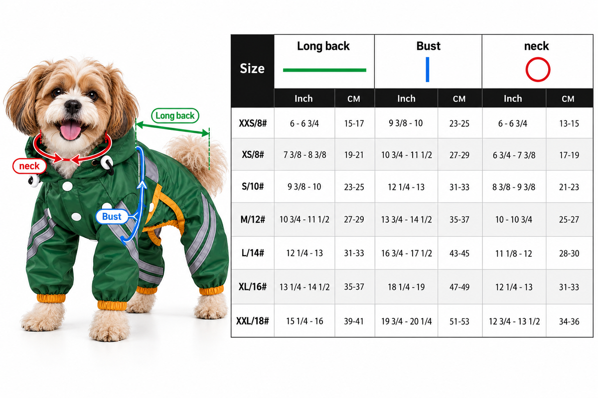 British-Style Raincoat with Reflective Bar for Dogs