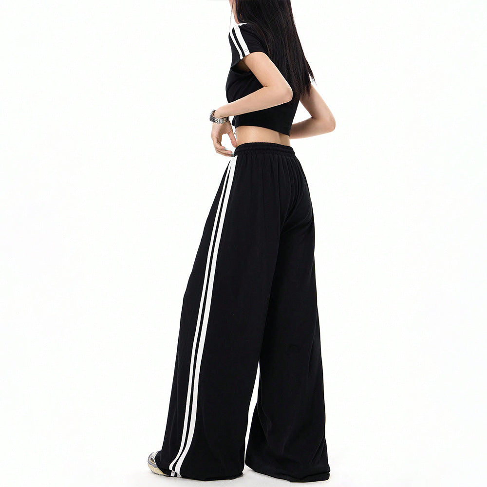 Women’s Two piece Black Athleisure Wide-Leg with Elastic Waist 3