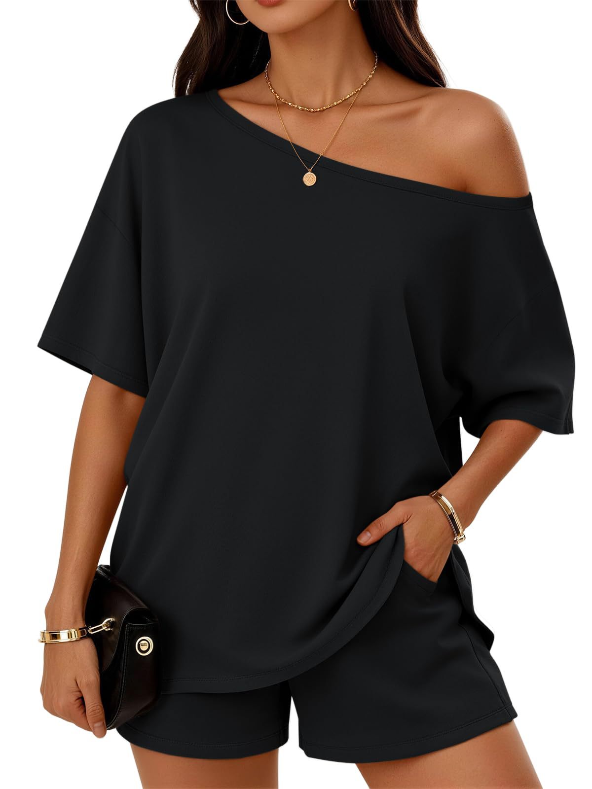 Women’s Light Gray short Casual Set with Loose Top 6