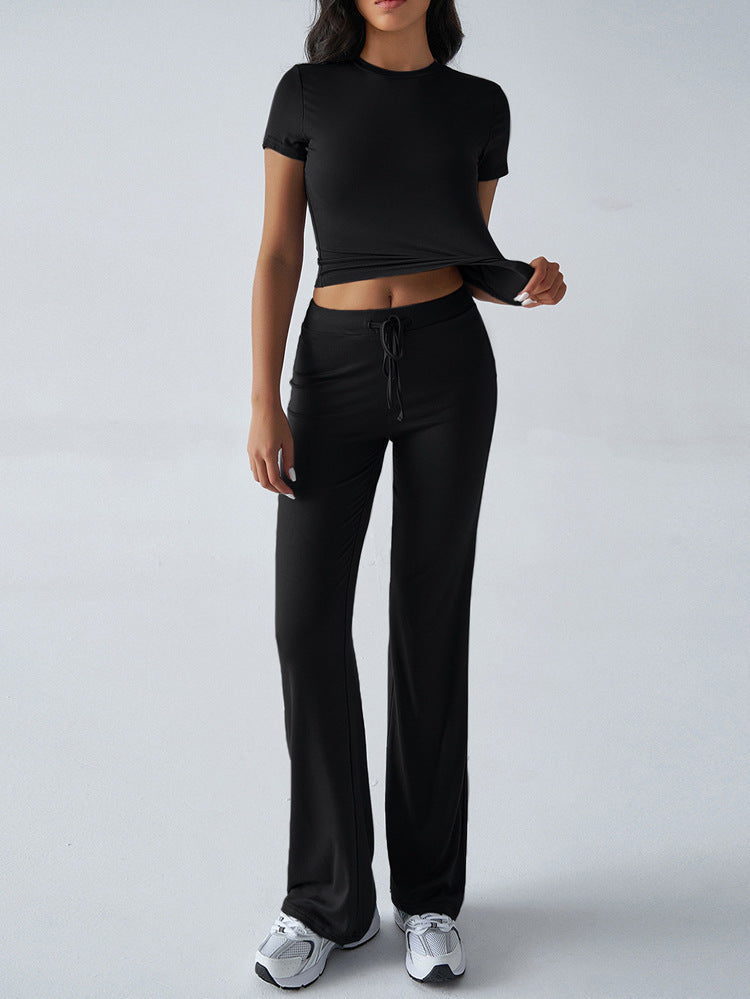 Women’s Casual Co-Ord Outfit with Crop Top and Relaxed Wide-Leg Pants 6