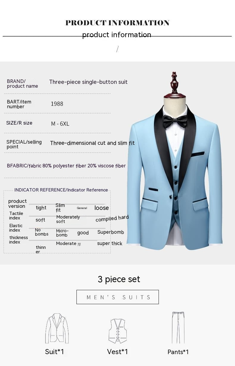 Men's 3 Piece Suit Tuxedo Jacket Vest Pants 19