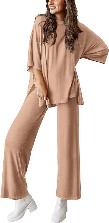 Women’s Olive Two-Piece Lounge Set with Oversized Short-Sleeve Top 15