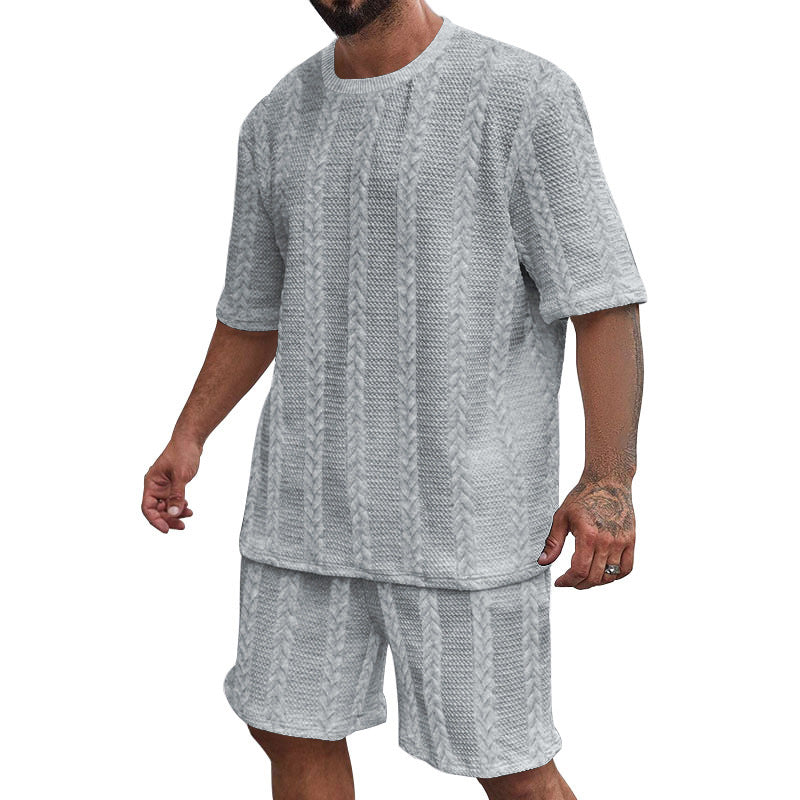 Men’s Two-Piece Outfit with Patterned T-Shirt and Relaxed Fit Shorts 14