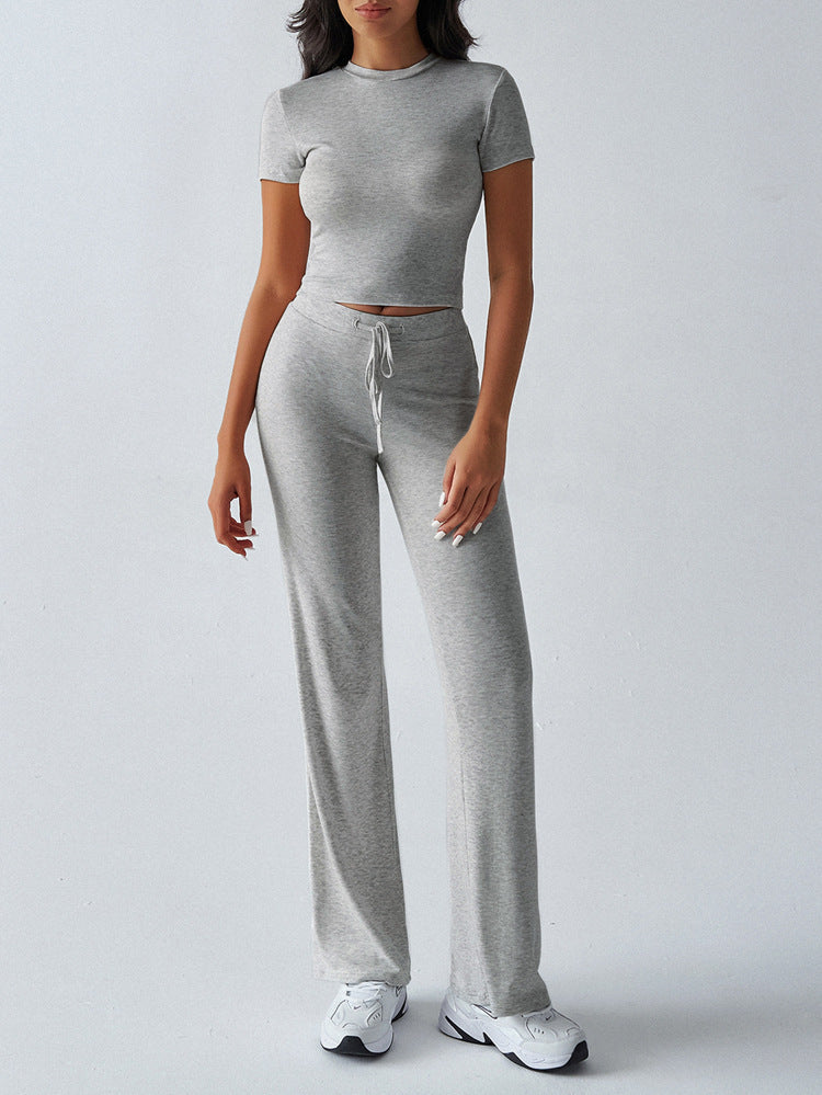 Women’s Casual Co-Ord Outfit with Crop Top and Relaxed Wide-Leg Pants 7