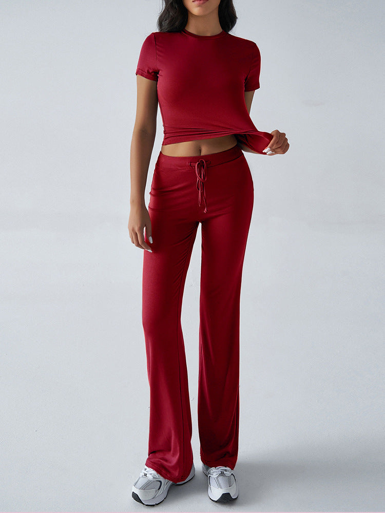 Women’s Casual Co-Ord Outfit with Crop Top and Relaxed Wide-Leg Pants 9