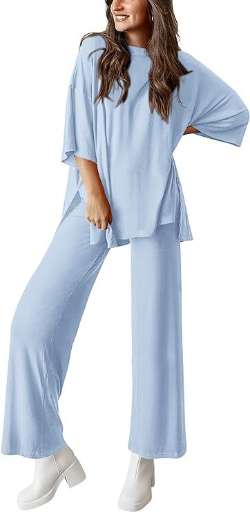 Women’s Olive Two-Piece Lounge Set with Oversized Short-Sleeve Top 22
