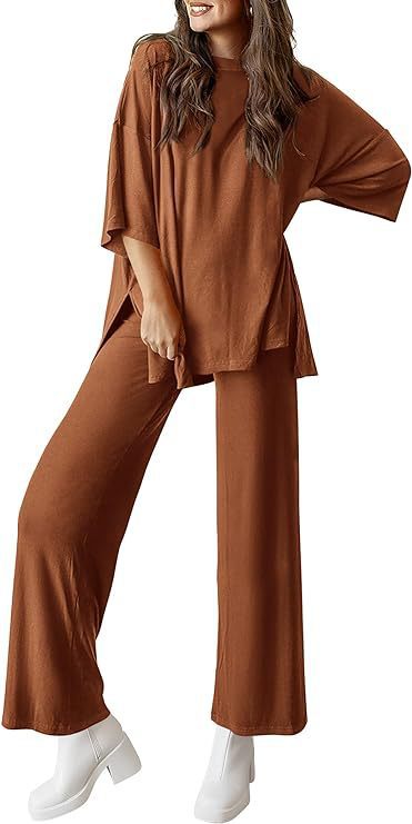 Women’s Olive Two-Piece Lounge Set with Oversized Short-Sleeve Top 12