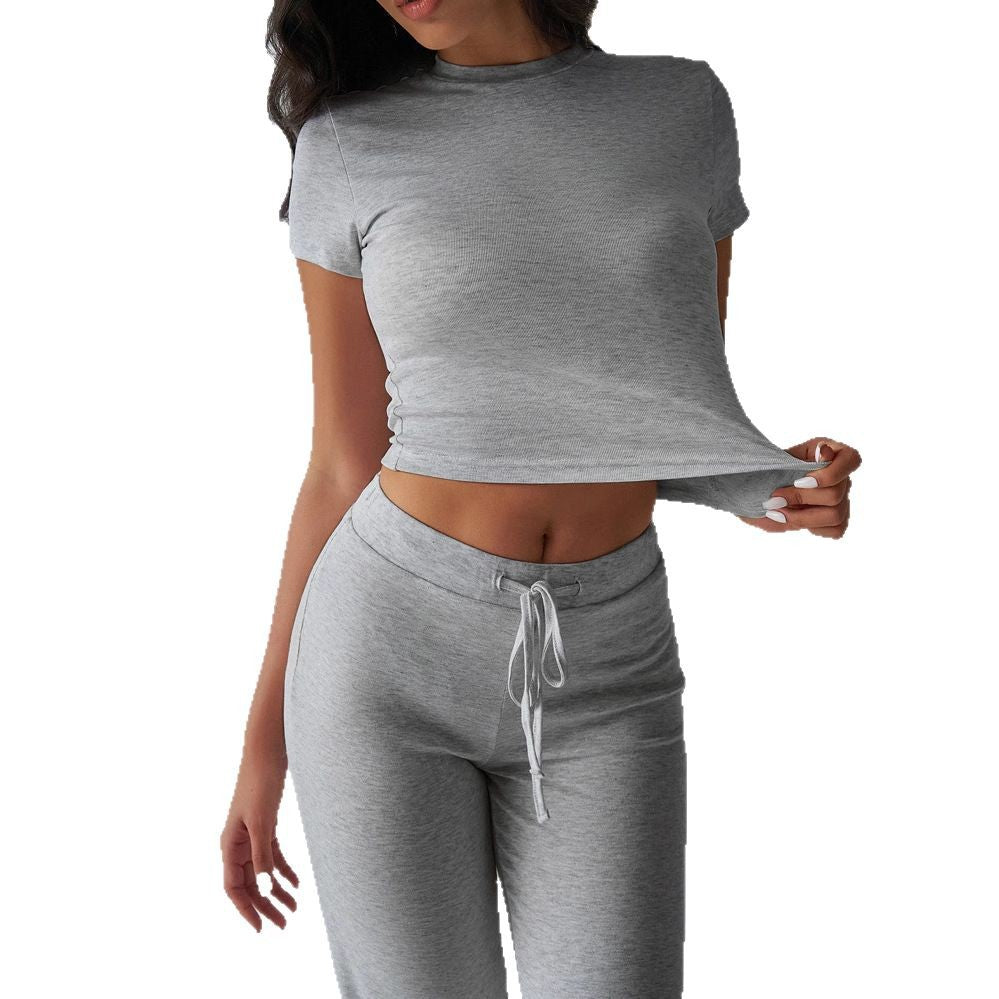 Women’s Casual Co-Ord Outfit with Crop Top and Relaxed Wide-Leg Pants 5