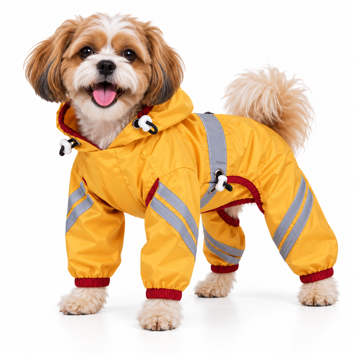 British-Style Raincoat with Reflective Bar for Dogs