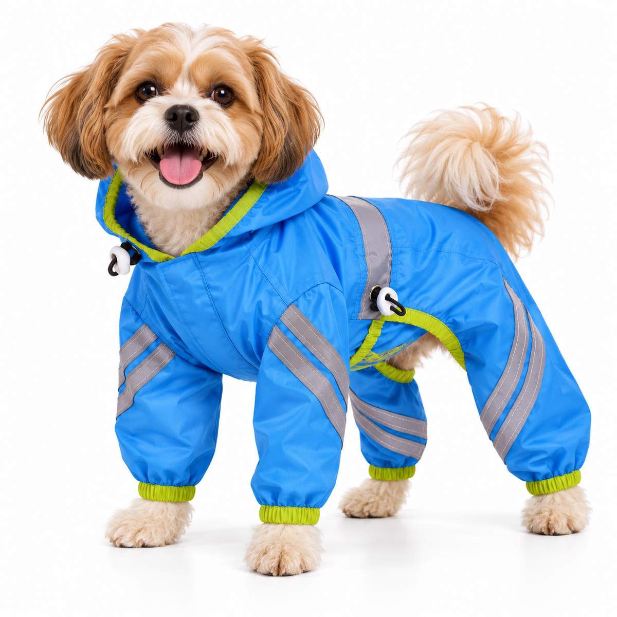British-Style Raincoat with Reflective Bar for Dogs