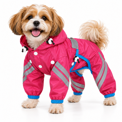 British-Style Raincoat with Reflective Bar for Dogs