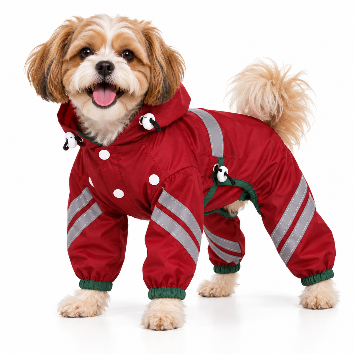 British-Style Raincoat with Reflective Bar for Dogs