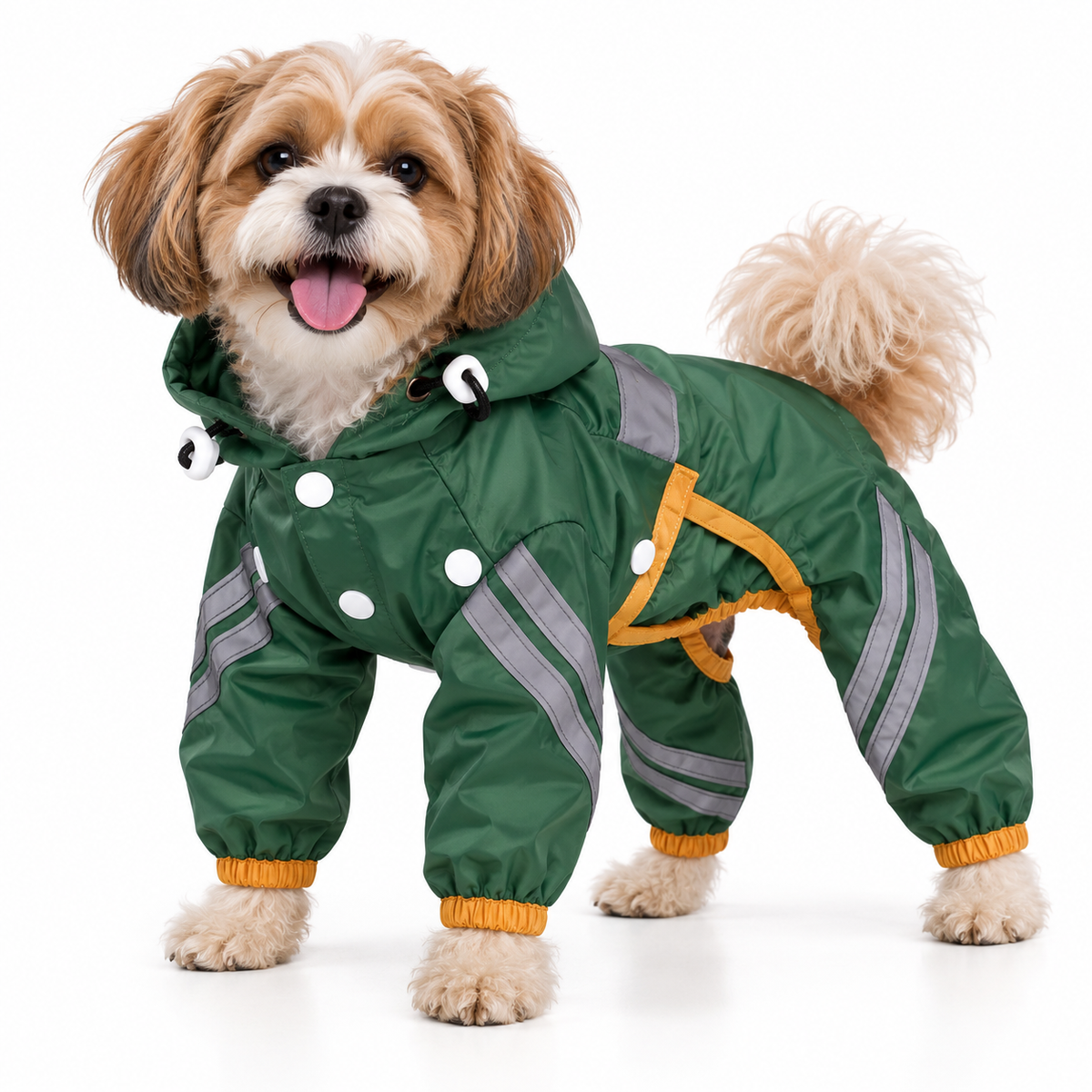 British-Style Raincoat with Reflective Bar for Dogs
