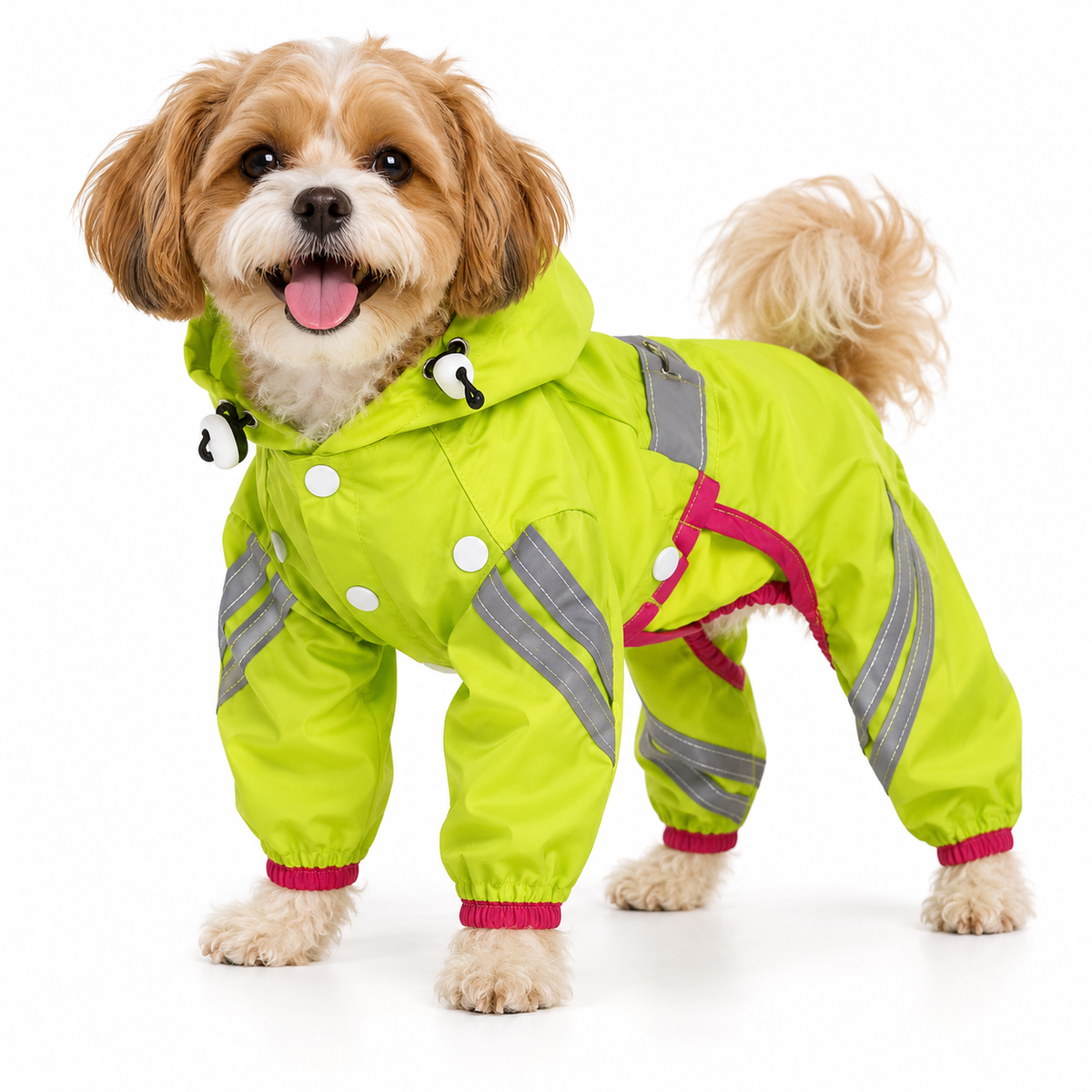 British-Style Raincoat with Reflective Bar for Dogs
