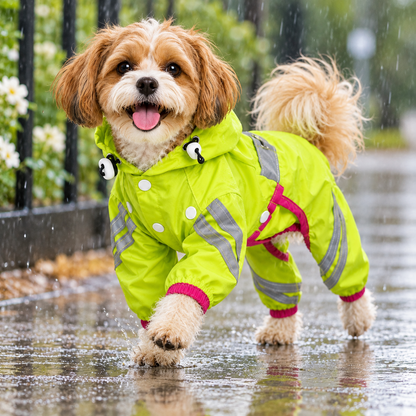 British-Style Raincoat with Reflective Bar for Dogs
