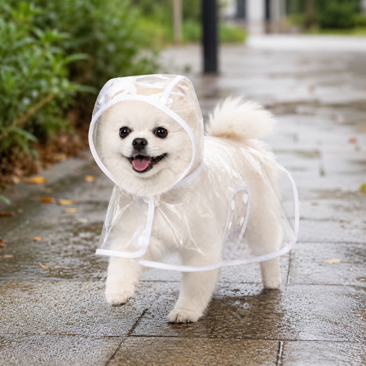 EVA Raincoat with White Trim for Small and Large Pets