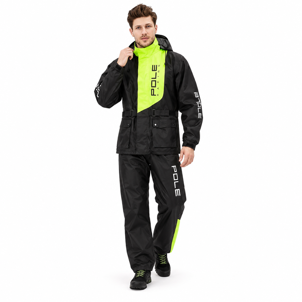Adult Raincoat and Pants Set with Polyester Fabric for Outdoors