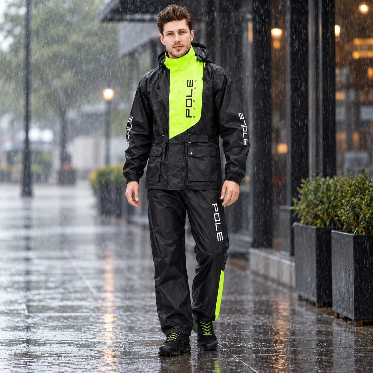 Adult Raincoat and Pants Set with Polyester Fabric for Outdoors