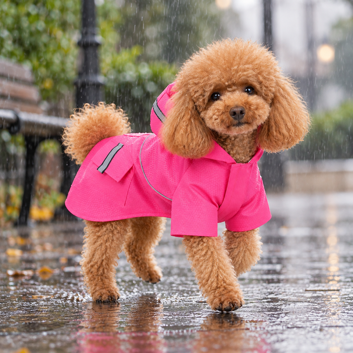 Velcro Reflective Raincoat with Snowproof Layer for Small Pets