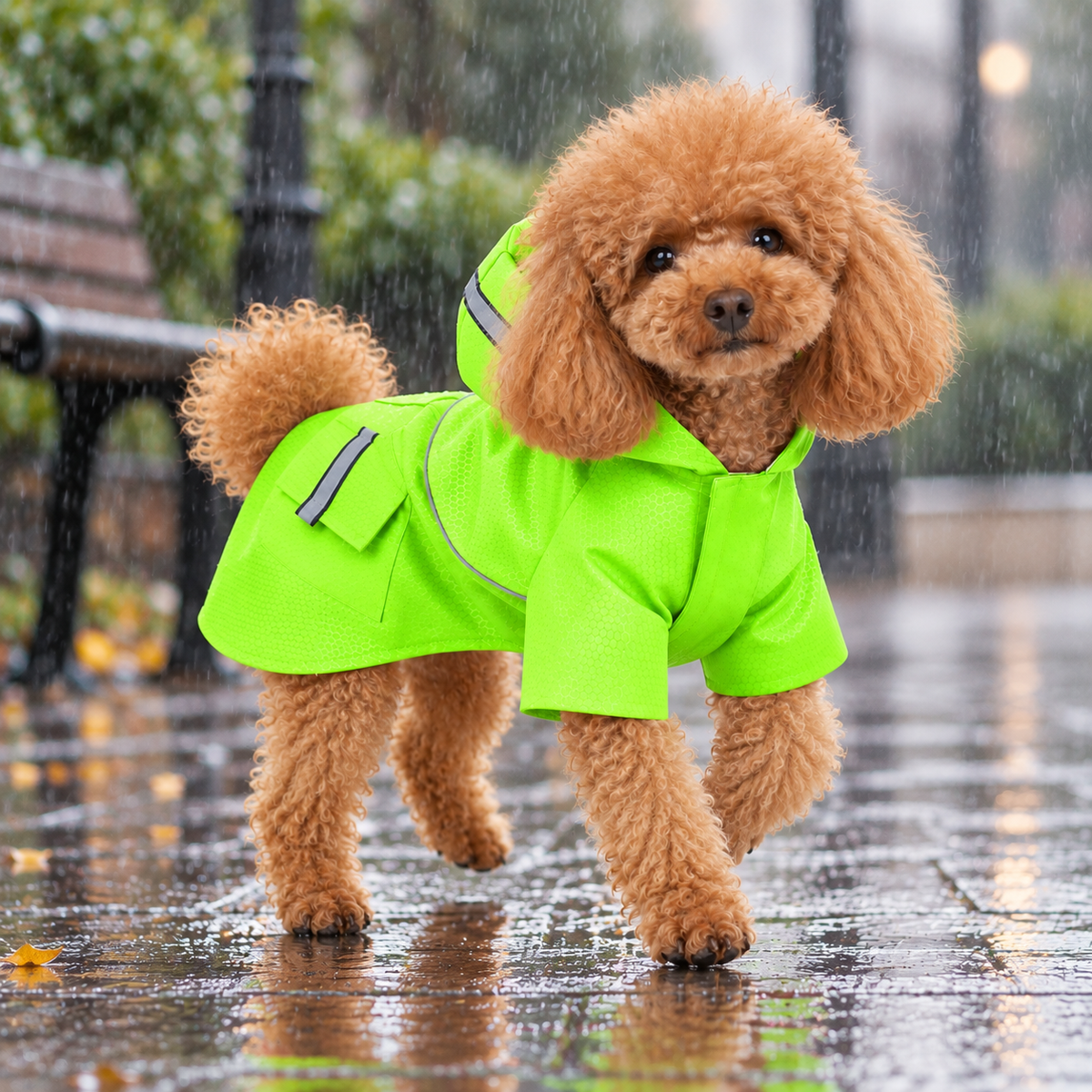 Velcro Reflective Raincoat with Snowproof Layer for Small Pets