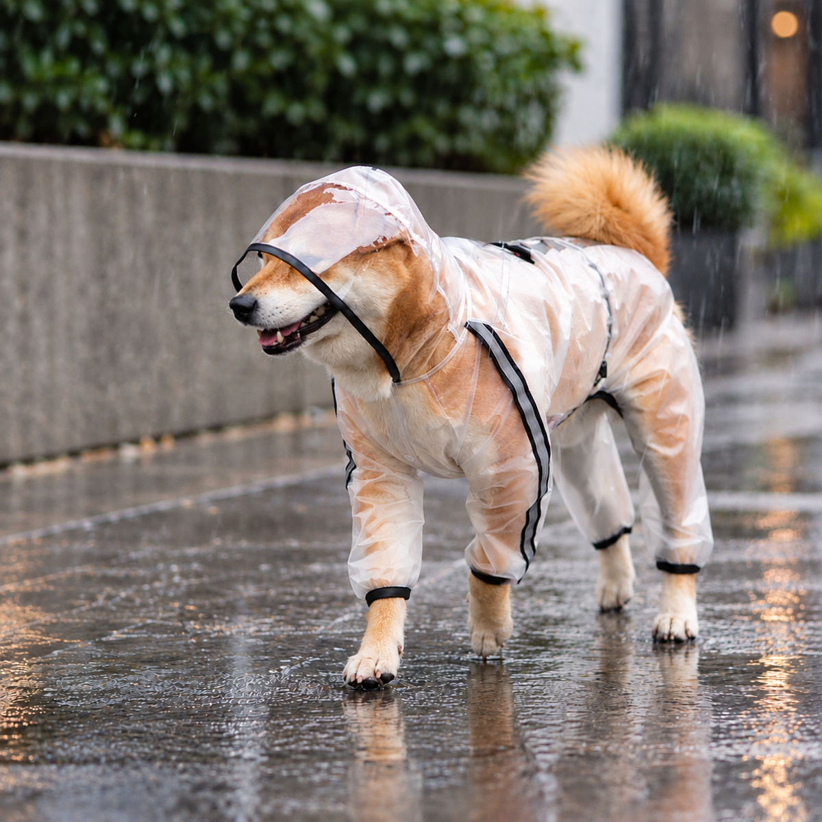 Frosted Four-Feet Raincoat for Growing Puppies
