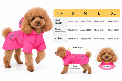 Velcro Reflective Raincoat with Snowproof Layer for Small Pets