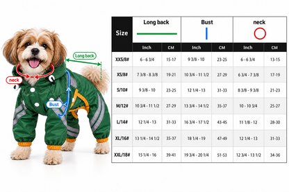 British-Style Raincoat with Reflective Bar for Dogs