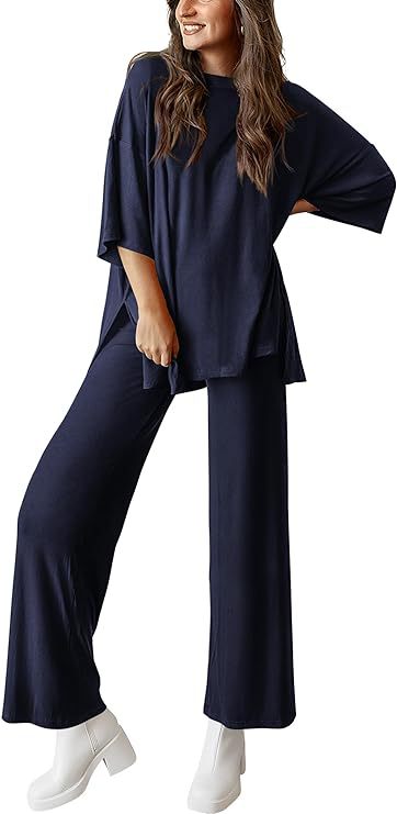 Women’s Olive Two-Piece Lounge Set with Oversized Short-Sleeve Top 16