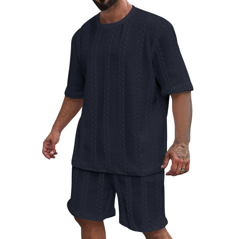 Men’s Two-Piece Outfit with Patterned T-Shirt and Relaxed Fit Shorts 13