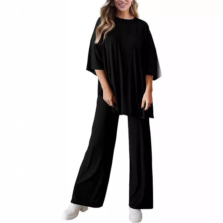 Women’s Olive Two-Piece Lounge Set with Oversized Short-Sleeve Top 5