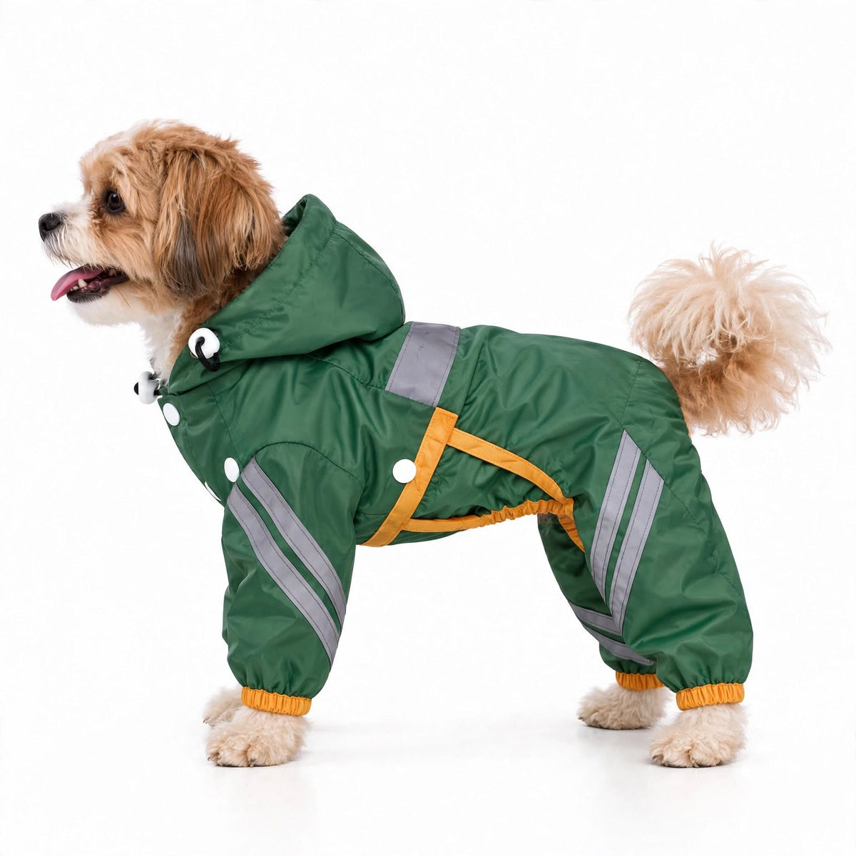 British-Style Raincoat with Reflective Bar for Dogs