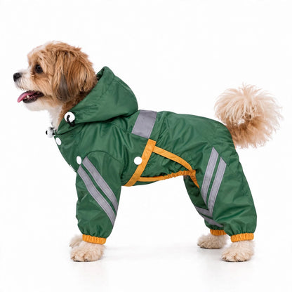 British-Style Raincoat with Reflective Bar for Dogs