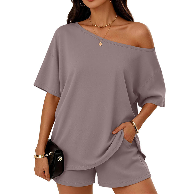 Women’s Light Gray short Casual Set with Loose Top 10