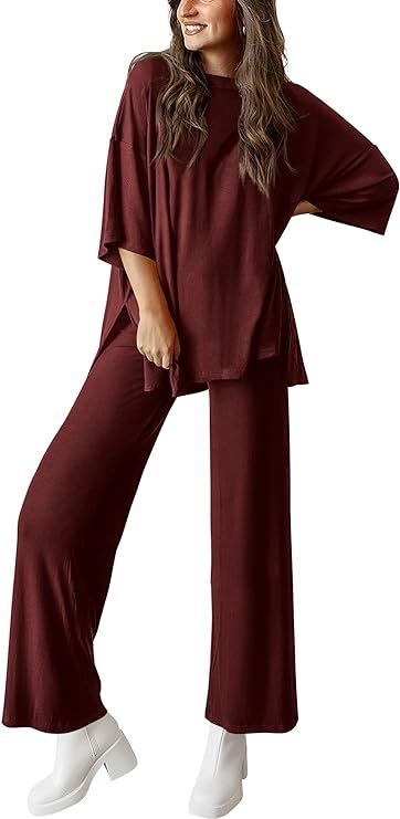 Women’s Olive Two-Piece Lounge Set with Oversized Short-Sleeve Top 18