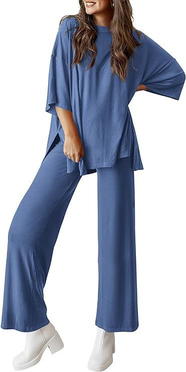 Women’s Olive Two-Piece Lounge Set with Oversized Short-Sleeve Top 13