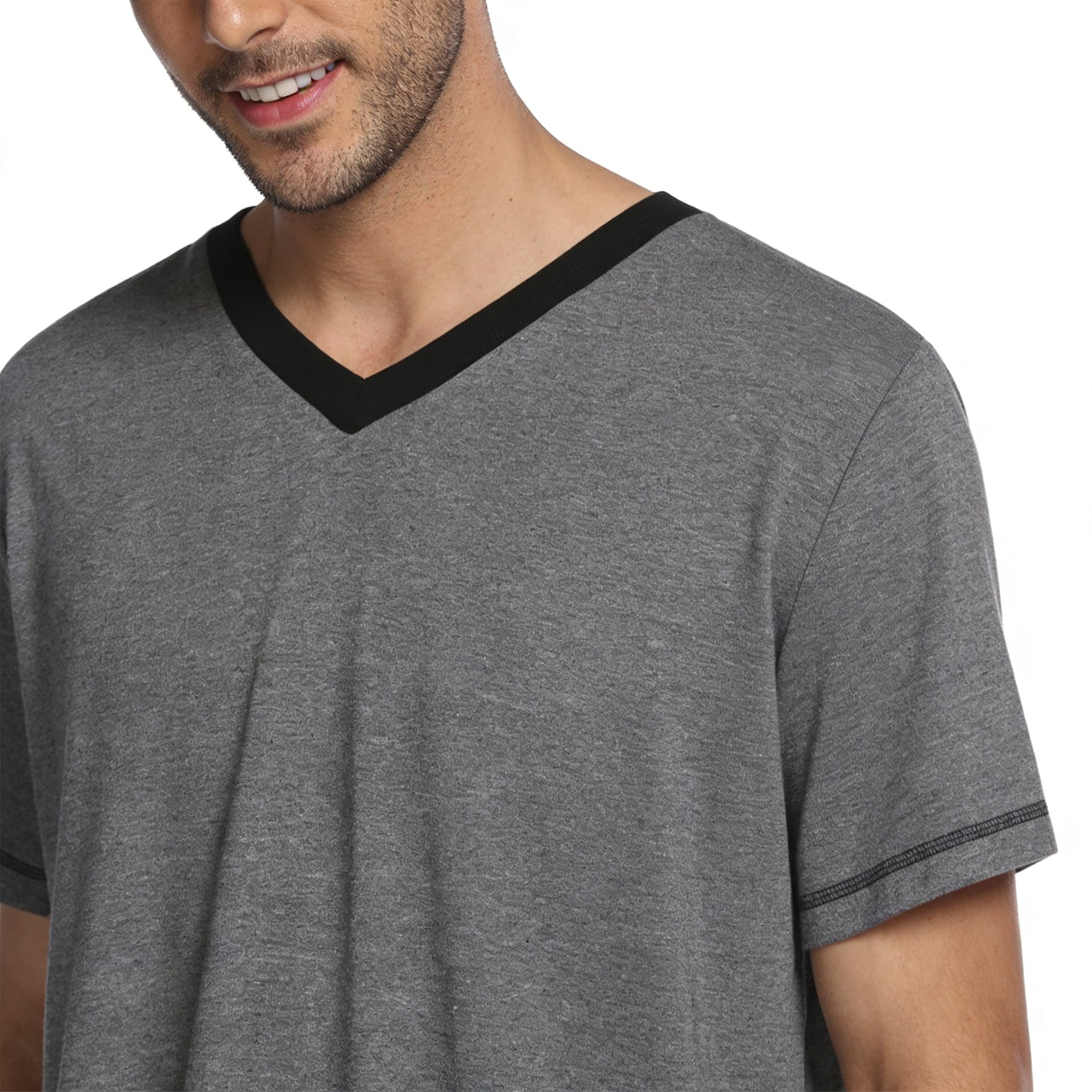 Men's V-Neck T-Shirt and Shorts Lounge Set and Casual Home Comfort