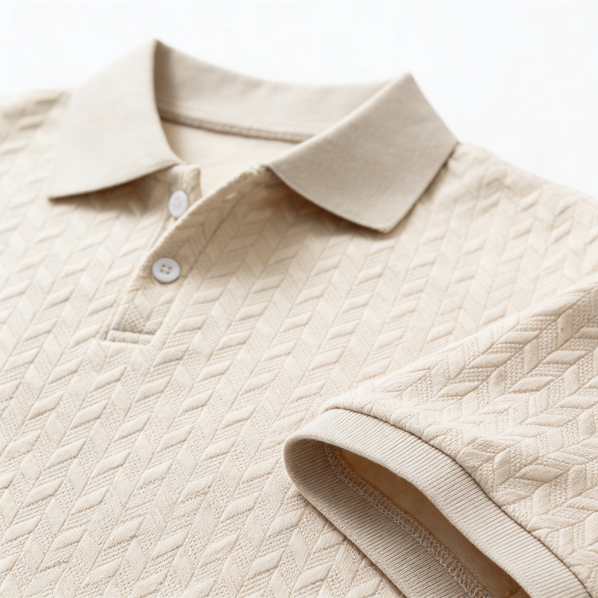 Mens Casual Short-sleeve Textured Polo Shirt Top 2