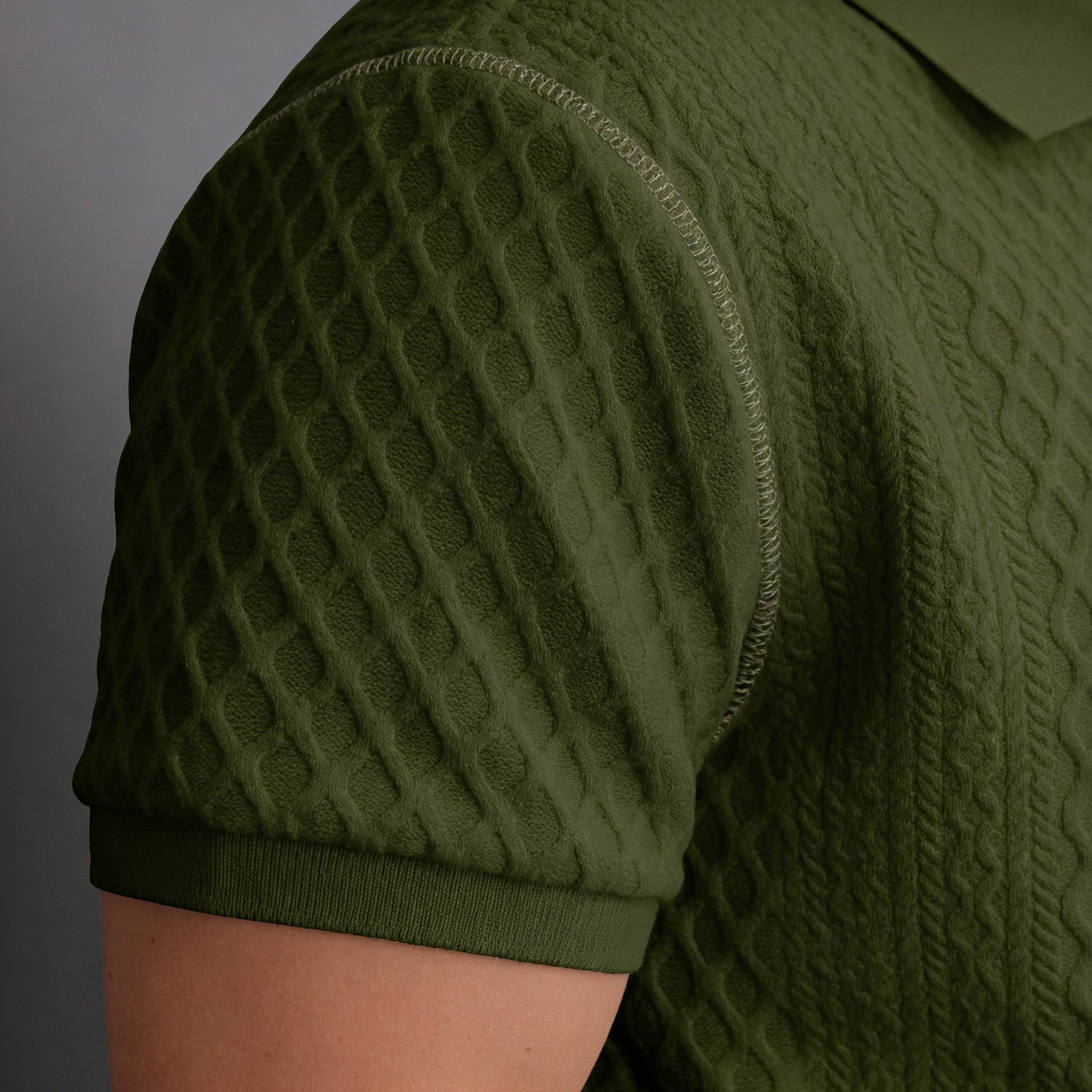 Mens Casual Jacquard Short-sleeve Polo T-shirt 4