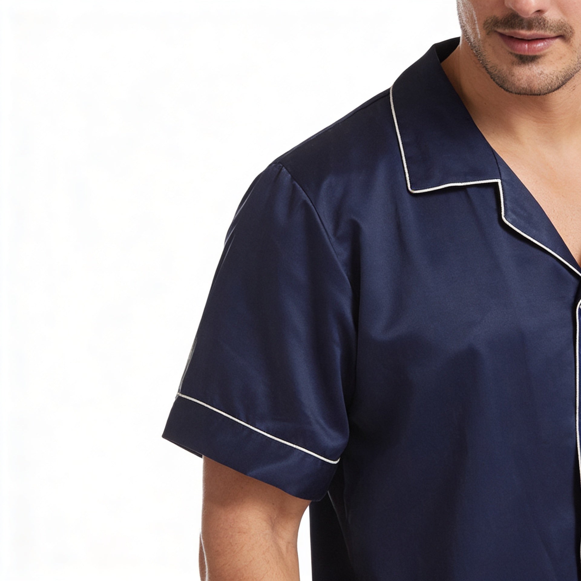 Men’s Slim Fit Short Sleeve T-Shirt and Shorts Set with White Stripe Sleeves 4