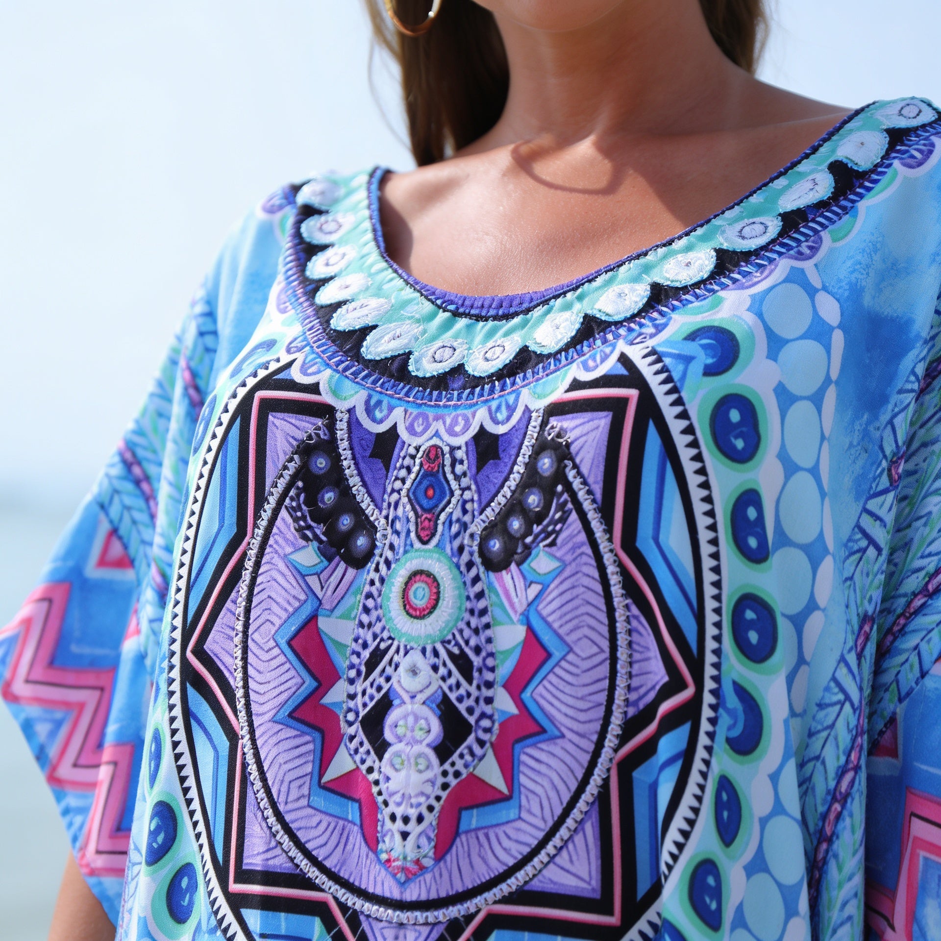 Bohemian Printed Beach Cover Up Maxi Dress and Resort Poolside Wear