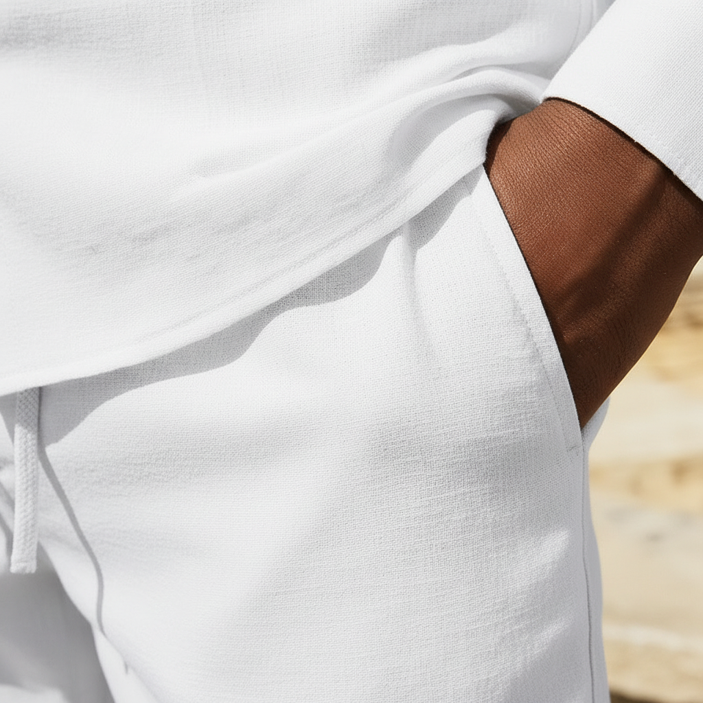 Mens Casual Linen Shirt And Shorts Set Summer Vintage Stand Collar Shirts Men Comfortable Breathable Beach Suits 4