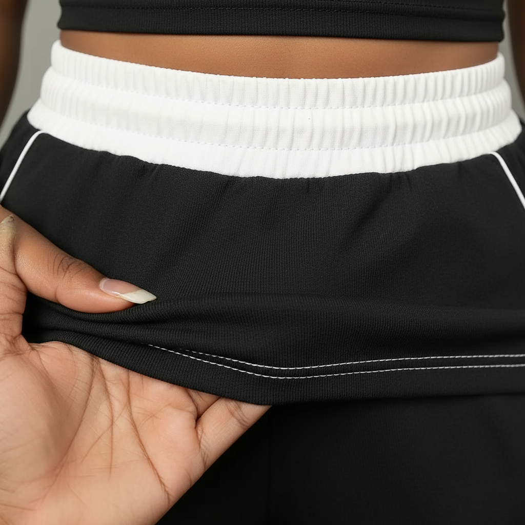 Women's Contrast Trim Crop Top and Wide Leg Pants Two Piece Set