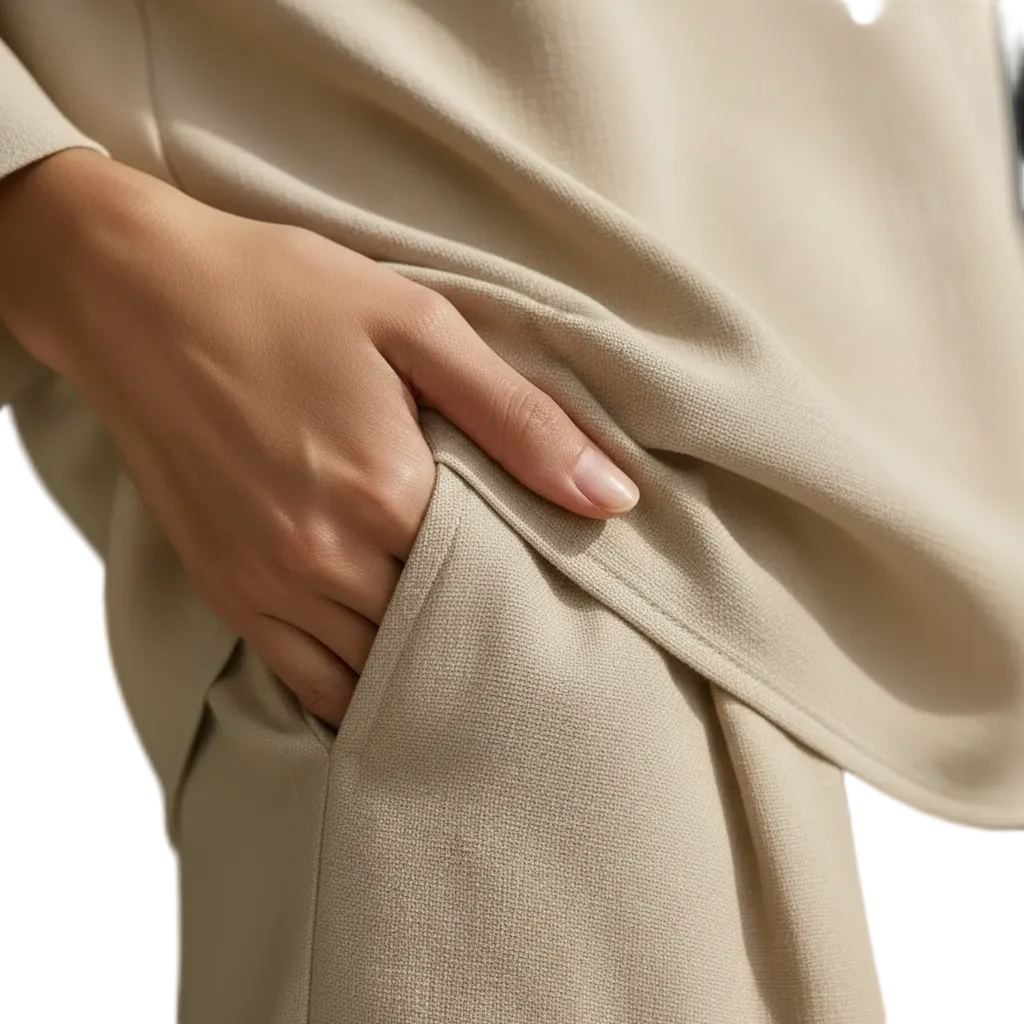 Women's Cotton Linen Relaxed Two-Piece Outfit with V-Neck Sleeve Top 5