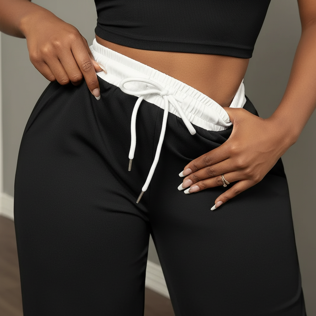 Women's Contrast Trim Crop Top and Wide Leg Pants Two Piece Set 5