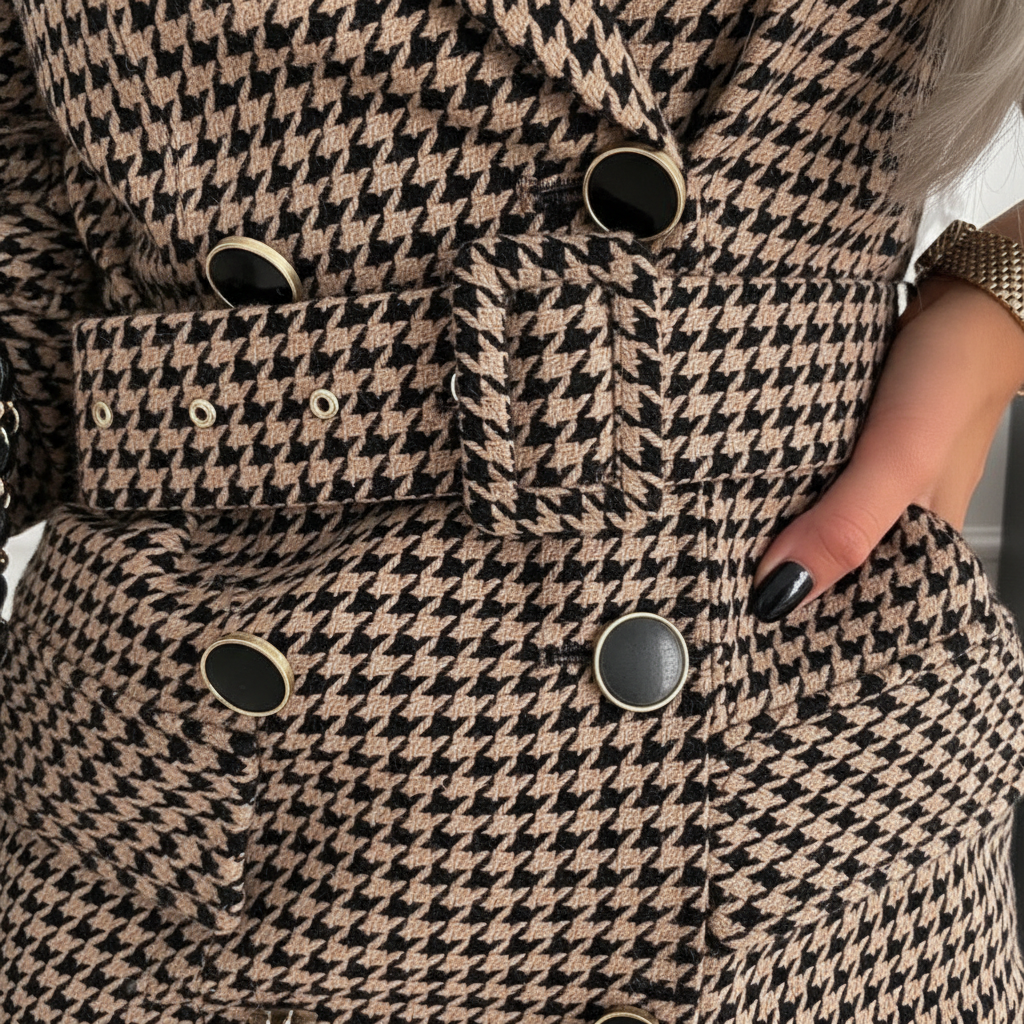 Women’s Plaid Double Breasted Blazer Mini Dress with Long Sleeves 4