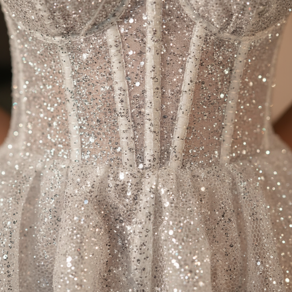 Women's Glitter Corset Midi Dress with Pockets Cocktail Party Dress 4