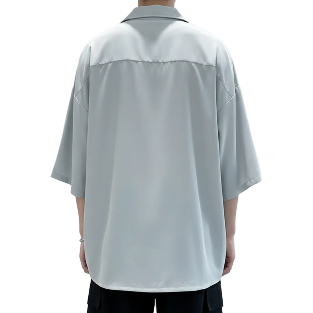 Men’s Oversized Button-Up Shirt with Relaxed Fit for Casual Shirt 6