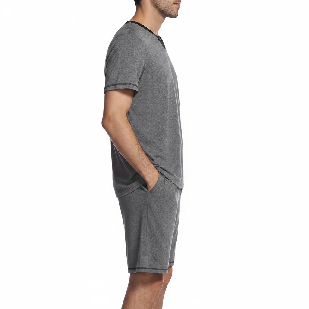 Men's V-Neck T-Shirt and Shorts Lounge Set and Casual Home Comfort 7