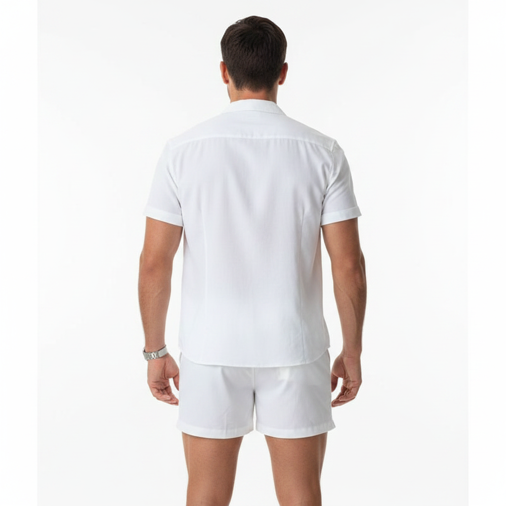 Men's Resort Shirt and Drawstring Shorts Set for Summer Vacation 7